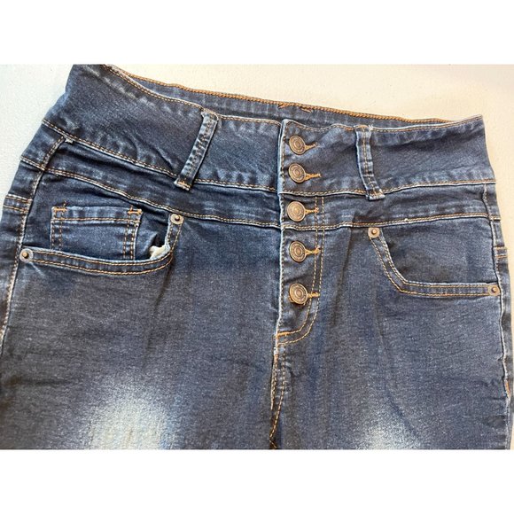 Almost Famous Womens Jeans Skinny Leg Button Fly Stretch Mid Rise Blue Size 7 - Picture 3 of 11